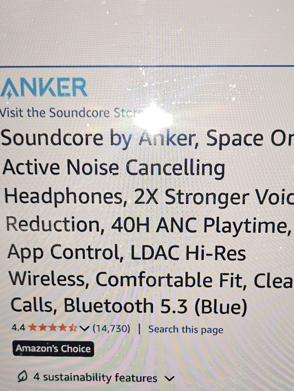 Soundcore By Anker - Noise Cancelling Headphones - Space One - Blue - NIB - Picture 8 of 8